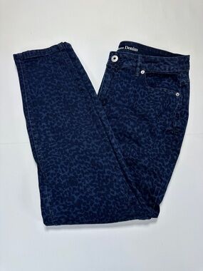Addition Elle Leopard Print Jeans Dark Blue Straight Leg Size 16